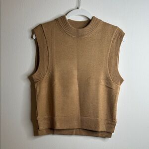 French Connection Sleeveless Tan Knit Sweater Vest